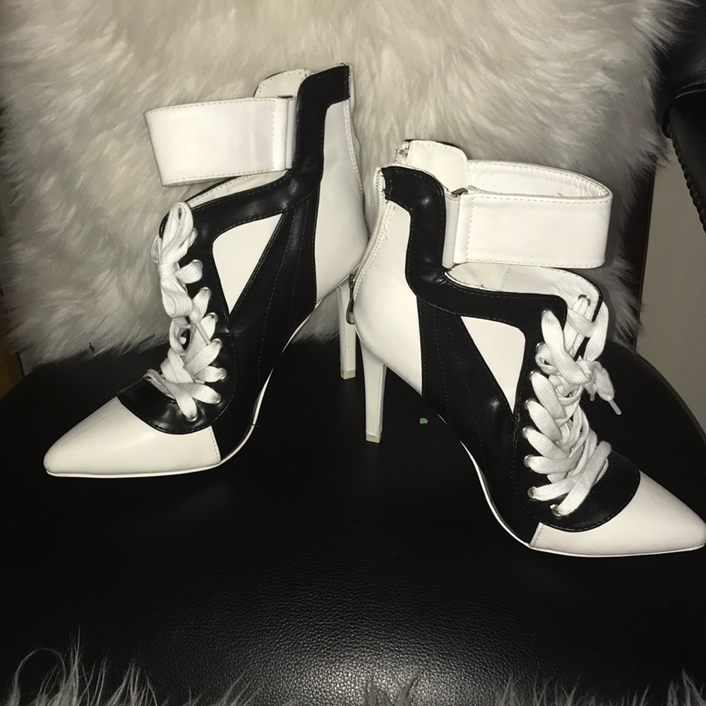 Black and White booties with laces